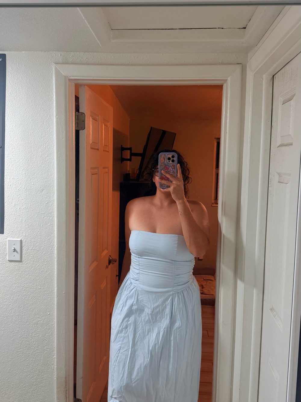 Target Strapless Light Blue Midi Dress